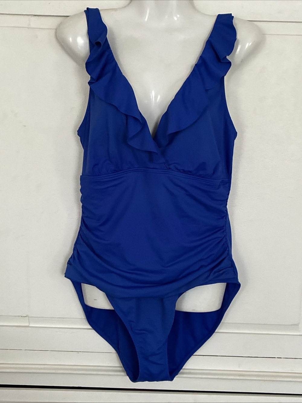 Lauren Ralph Lauren Royal Blue Ruffle V-Neck One-Piece Swimsuit 12